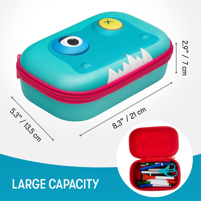 ZIPIT Beast Pencil Box for Kids, Large Capacity Cute Pencil Case for School, Stationery Organizer Box, Light Blue - Image 2